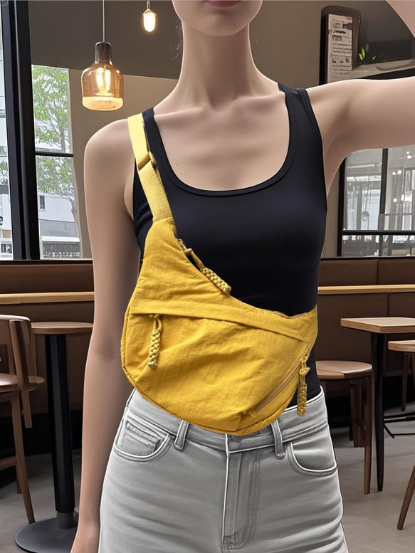 レディース ファッショナブル ナイロンバッグ 学生用 授業用 斜めがけ 大容量 ショルダーバッグ  旅行用 餃子バッグ 12枚目の画像