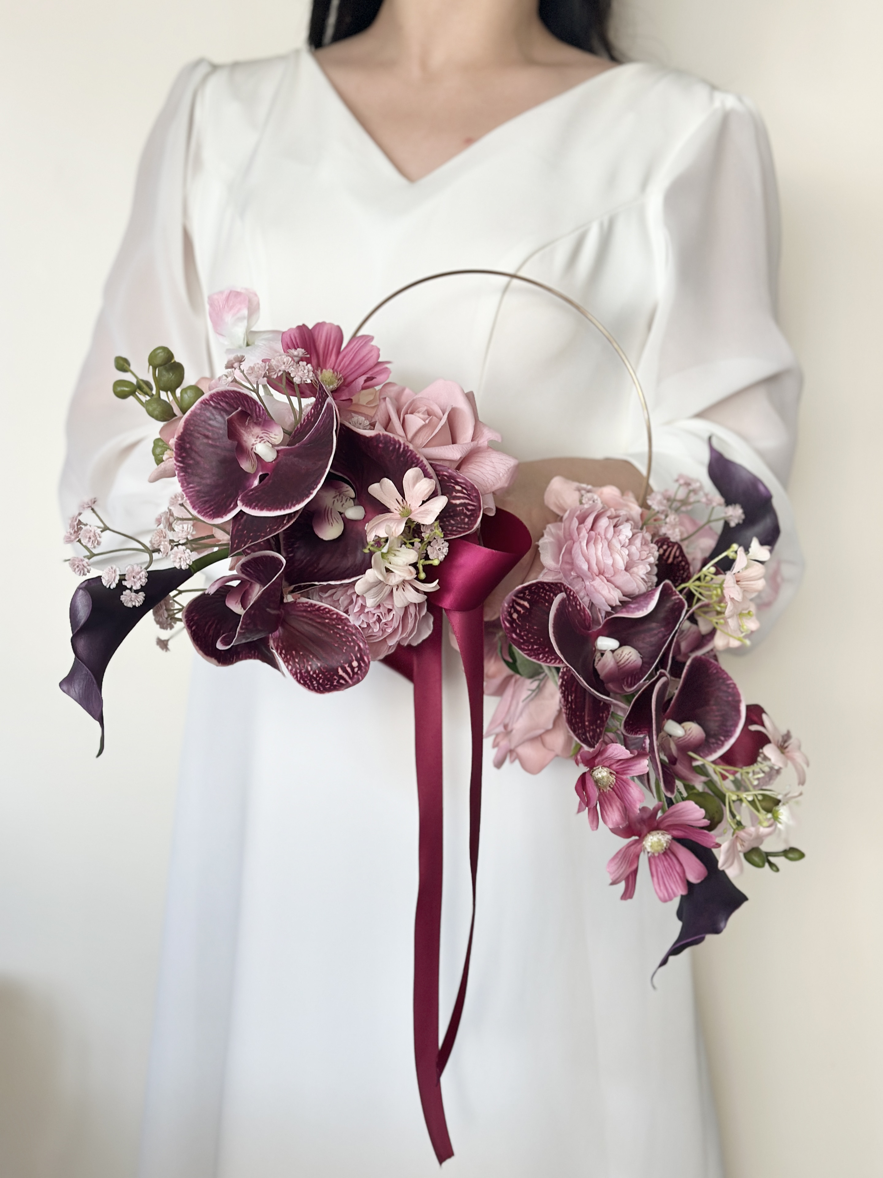 【受注生産・10日以内の発送】バーガンディ×モーヴ　フープ付きバレリーナ