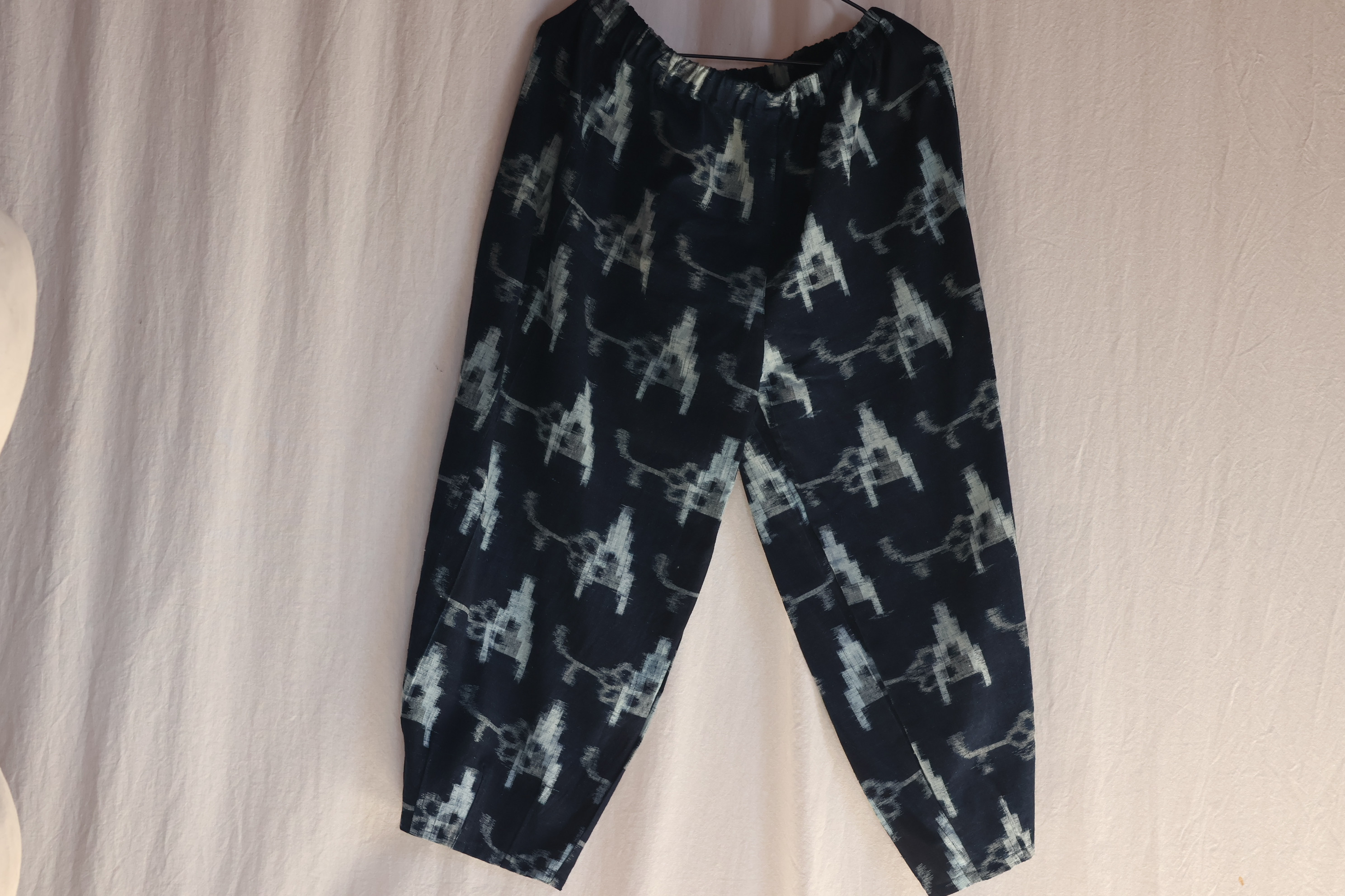 藍絣　リメイク　もんぺパンツ