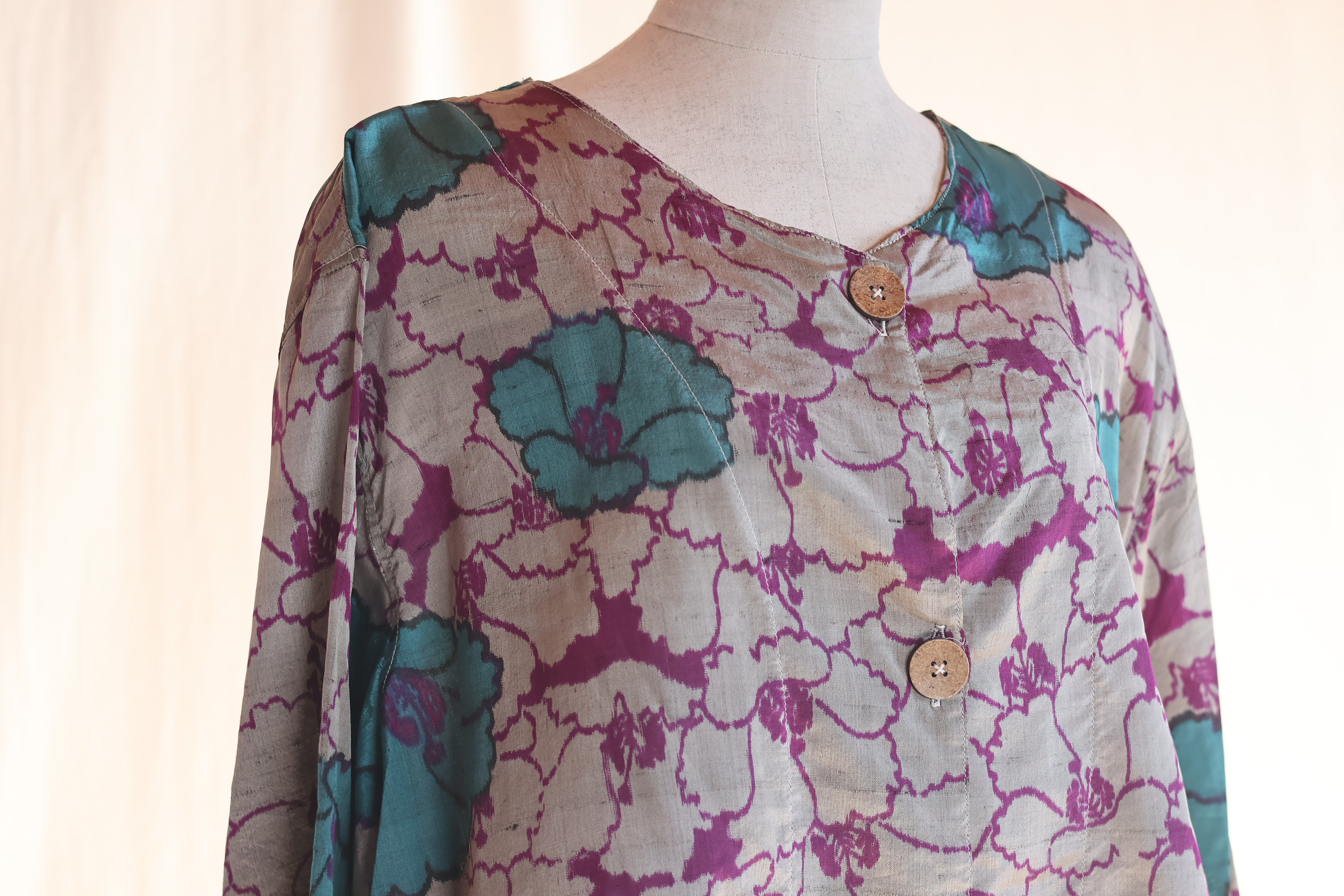 銘仙　リメイク　ノーカラージャケット