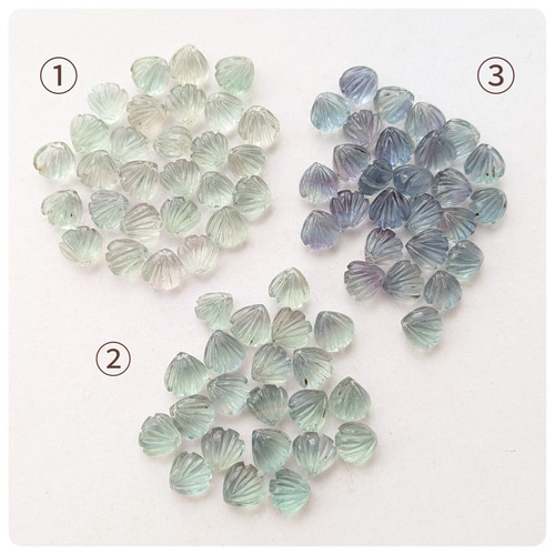 ∴天然石ビーズ∵フローライト シェルカービング8mm 1個 天然石