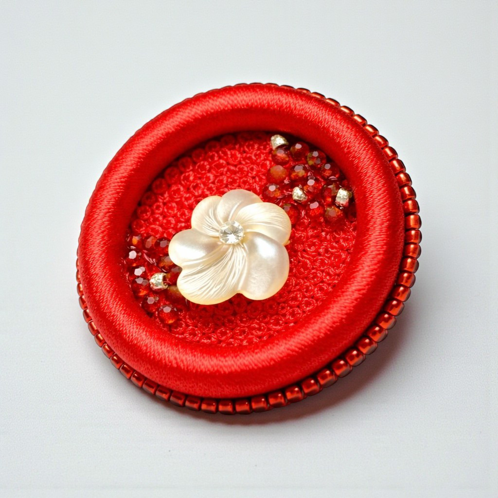 マダム・フルール  l-bfza001bro　★アートアクセサリー★刺繍 ブローチ