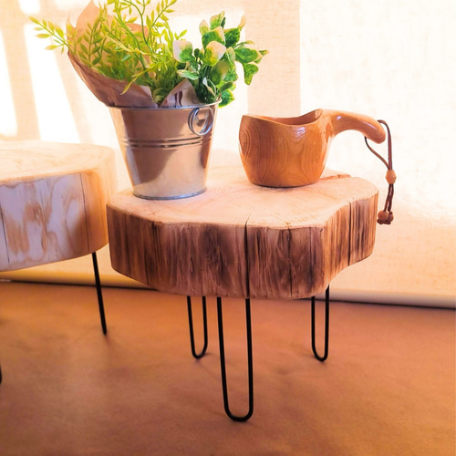 ひのき 炙り アイアンレッグテーブル オーガニック ローテーブル