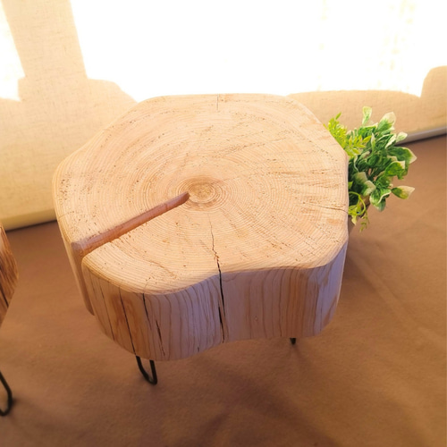 天然アロマ ひのきのアイアンレッグテーブル 無垢無塗装 オーガニック