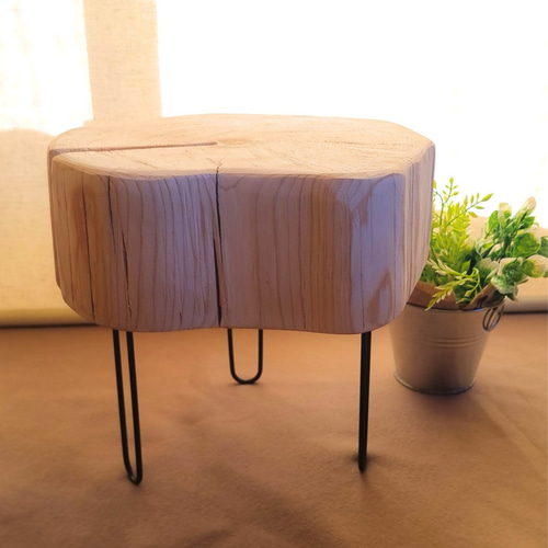 天然アロマ ひのきのアイアンレッグテーブル 無垢無塗装 オーガニック