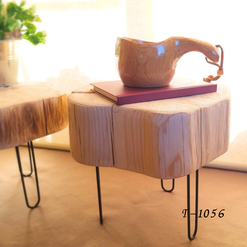 天然アロマ ひのきのアイアンレッグテーブル 無垢無塗装 オーガニック