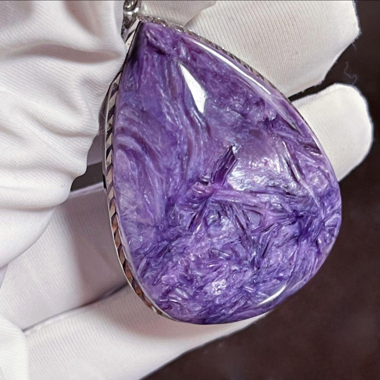 【男女兼用】自然が描いたマーブル模様♡極上天然無処理チャロアイトネックレス