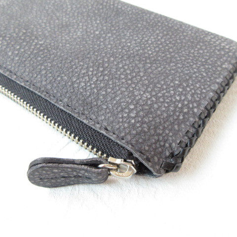 手縫い♪通帳もスリムに入る《牛革》Ｌ字ファスナーロングウォレット・スレ加工シュリンク・023・復刻