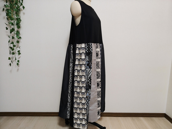 1点もの○ジャンパースカート○丈詰めOK○モノトーン系パッチワーク