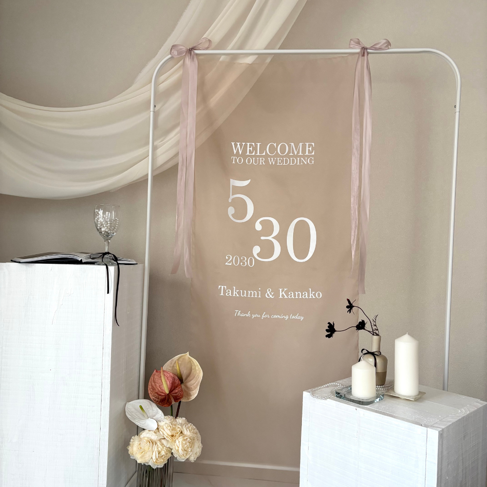 ベージュ/シアーウェディングタペストリー/ウェルカムタペストリー/オーガンジー／シースルー