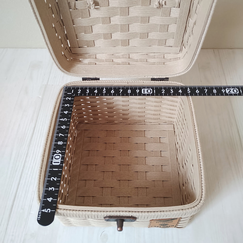 フタ付きバスケット(小) しかく 紙バンド クラフトバンド フリー