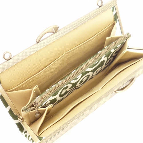 がま口長財布 唐草模様 和柄 緑・グリーン がま口 chocho 通販
