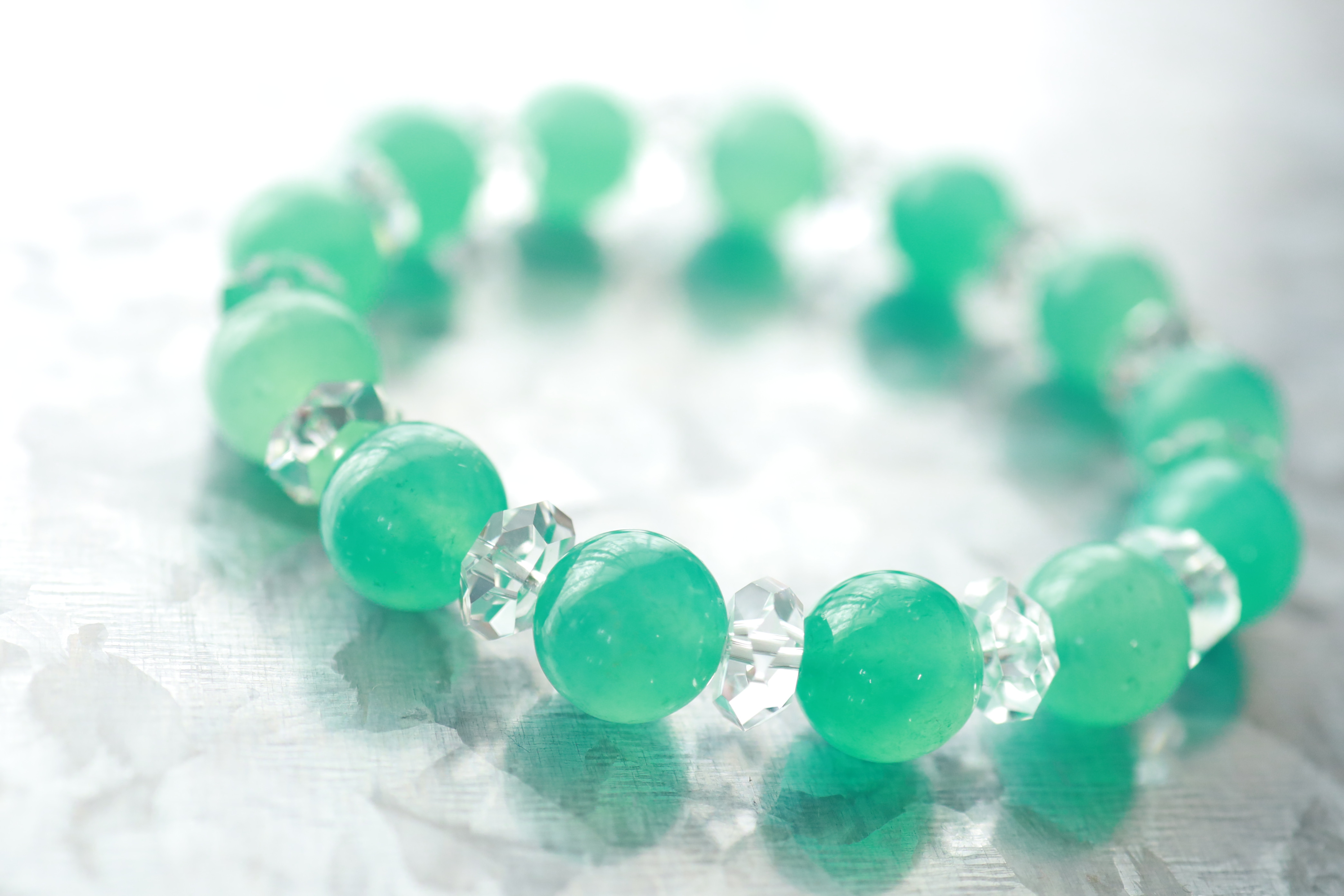 …☆プレミアムブレス☆…☆アマゾナイトシリカ：10.5ミリ＆水晶☆…☆天然石ブレスレット☆…