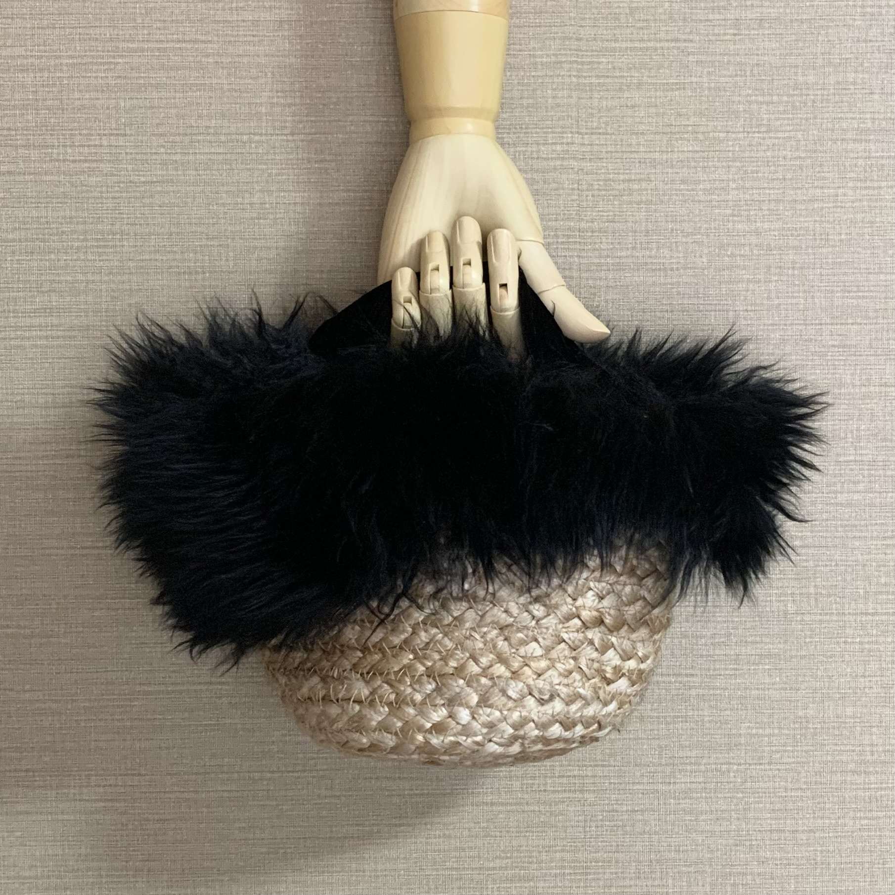 プチサイズのカゴバッグ✨リアルムートン&ジュート