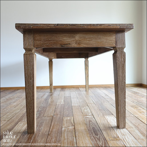 オールドチーク無垢材 ダイニングテーブルQuad/196cm 食卓テーブル 古