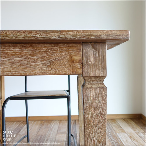 オールドチーク無垢材 ダイニングテーブルQuad/196cm 食卓テーブル 古