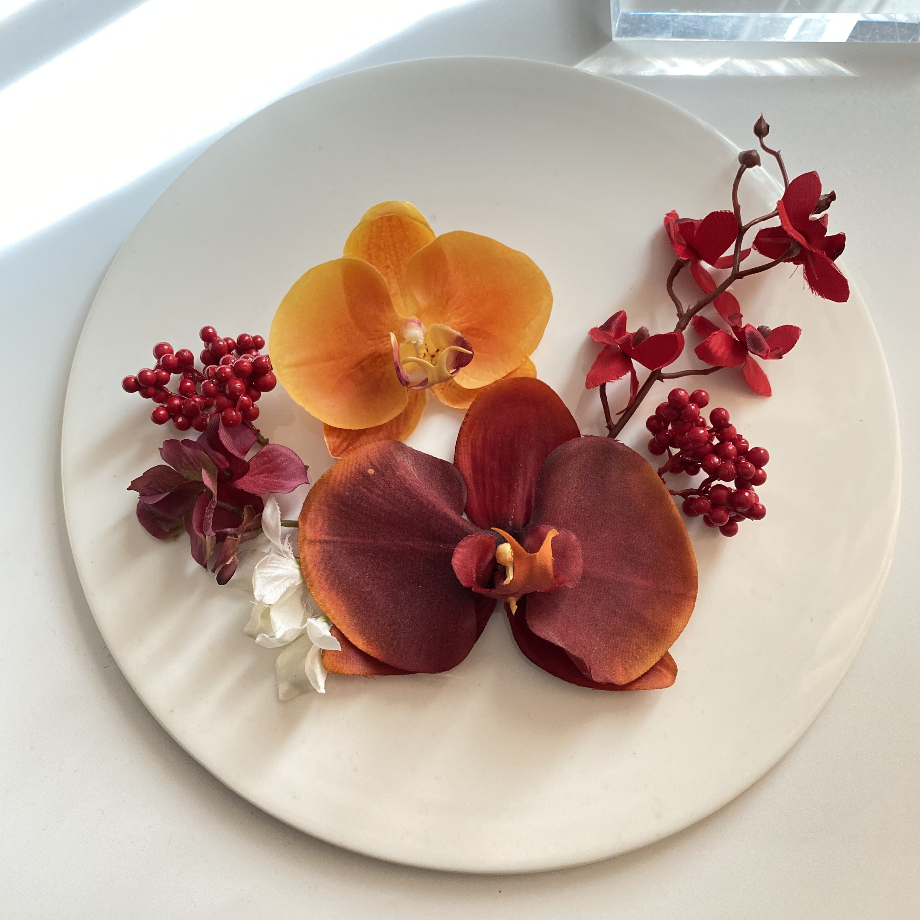 Brown Orange ヘッドドレス　ヘッドパーツ　髪飾り　結婚式　成人式　卒業式