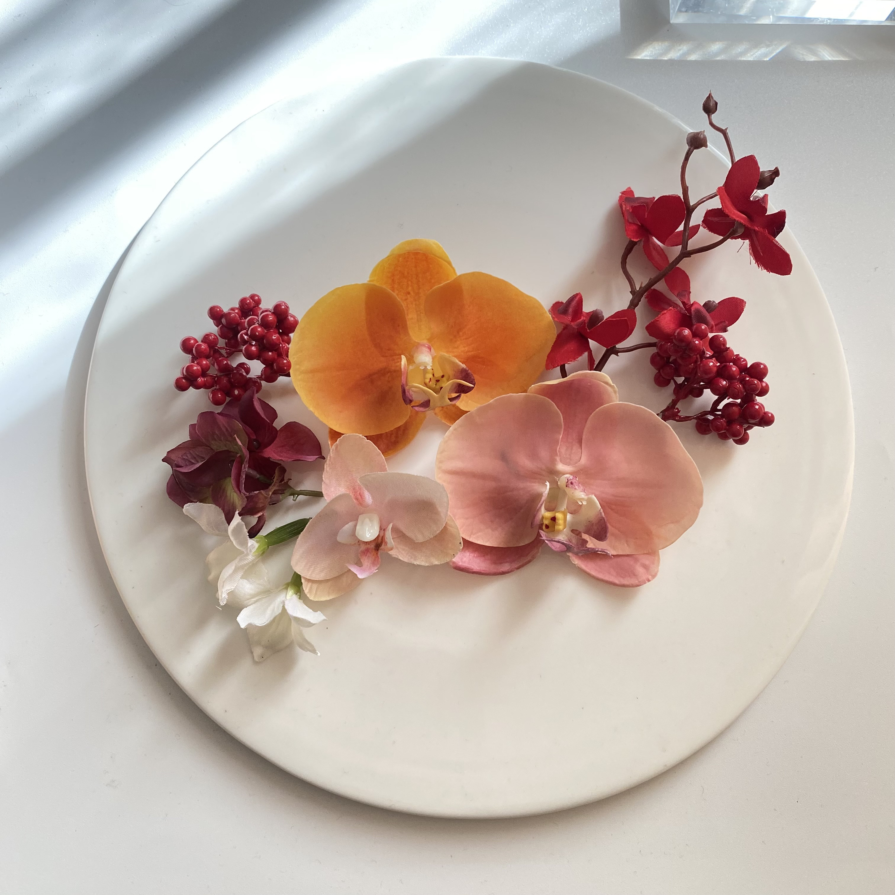 orange & pink ヘッドドレス　ヘッドパーツ　髪飾り　結婚式　成人式　卒業式