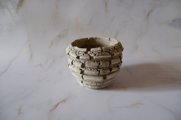 3.5号白砂岩墨流し裂紋鉢369　塊根植物　多肉植物　アガベ　盆栽　植木鉢　作家鉢　鉢台　沖縄 1枚目の画像