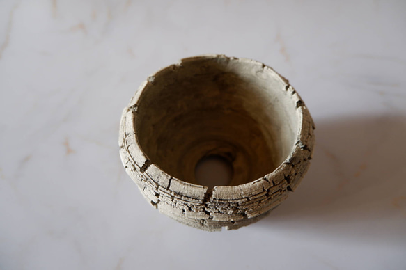 3.5号白砂岩墨流し裂紋鉢369　塊根植物　多肉植物　アガベ　盆栽　植木鉢　作家鉢　鉢台　沖縄 4枚目の画像
