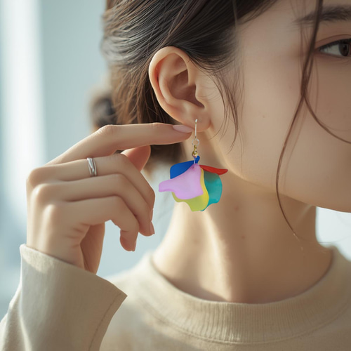 フルオーダー】推し色 花びらピアス｜イヤリング可能｜オーダーメイド