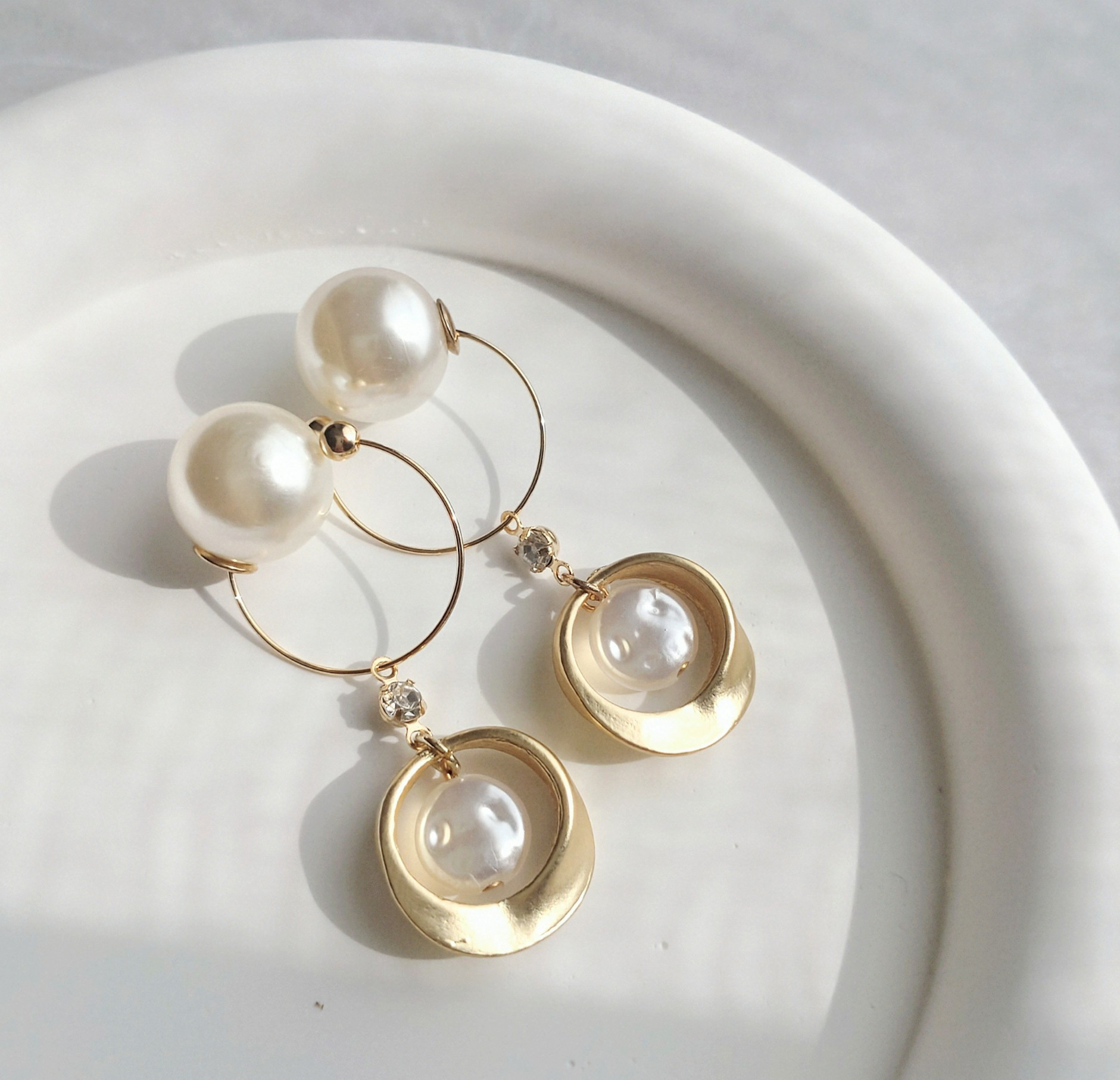 さとう式リンパケア イヤーカフ（ビューティーカフ）パール×ゴールドフープ