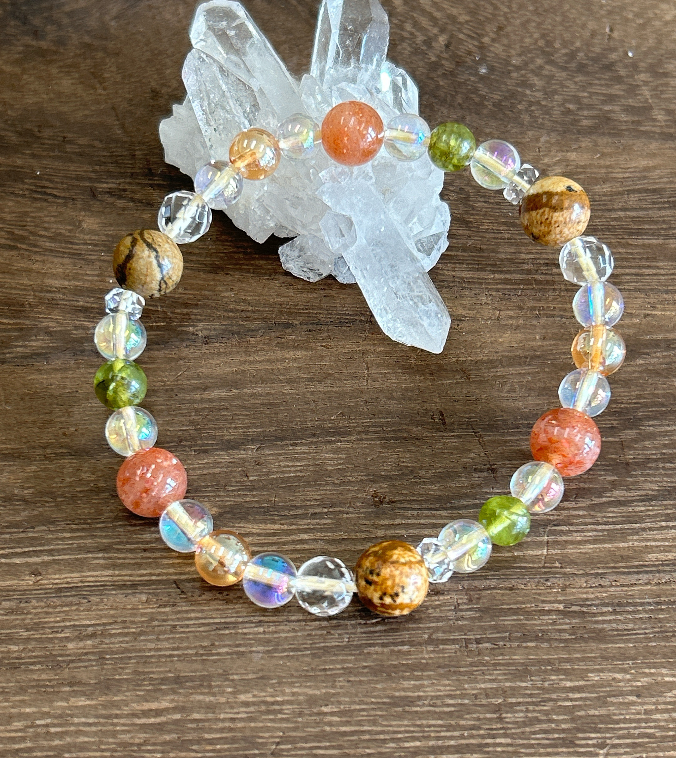 【獅子座♪サンストーン&ペリドット】星座石お守りブレスレット♪六芒星♪天然石ブレスレット♪送料無料♪