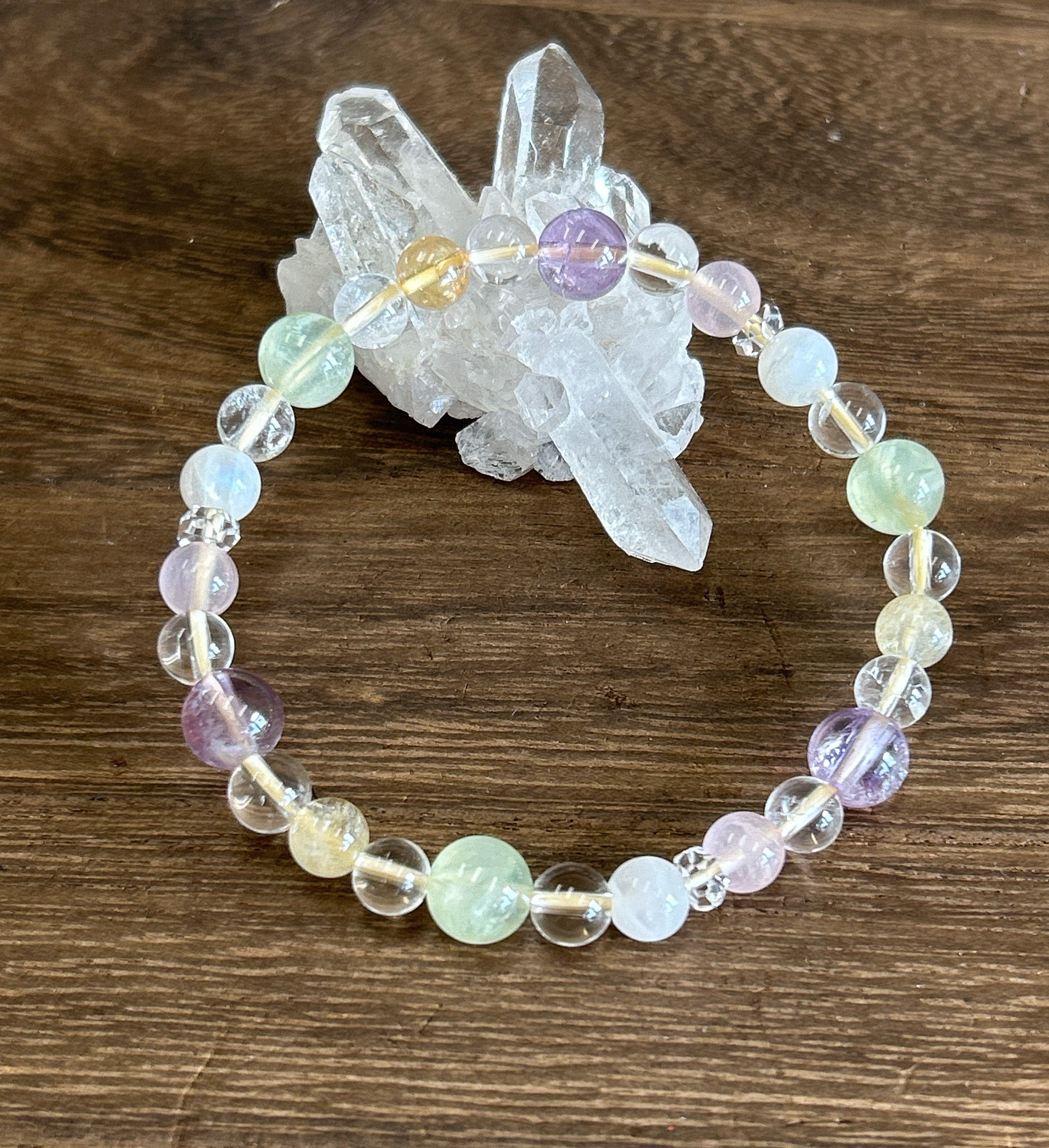 【天秤座♪アメトリン&プレナイト】星座石お守りブレスレット♪六芒星♪天然石ブレスレット♪送料無料♪