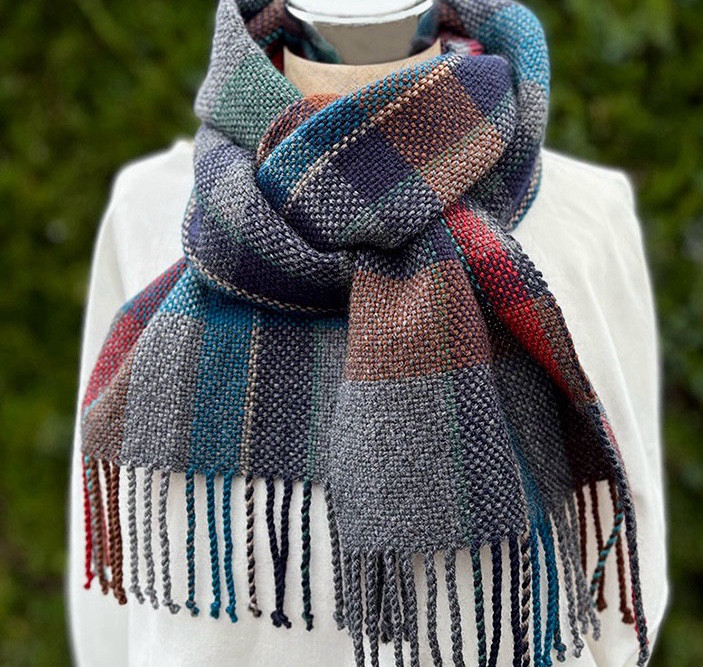 あたたか手織りマフラー メリノウール 冬の灯