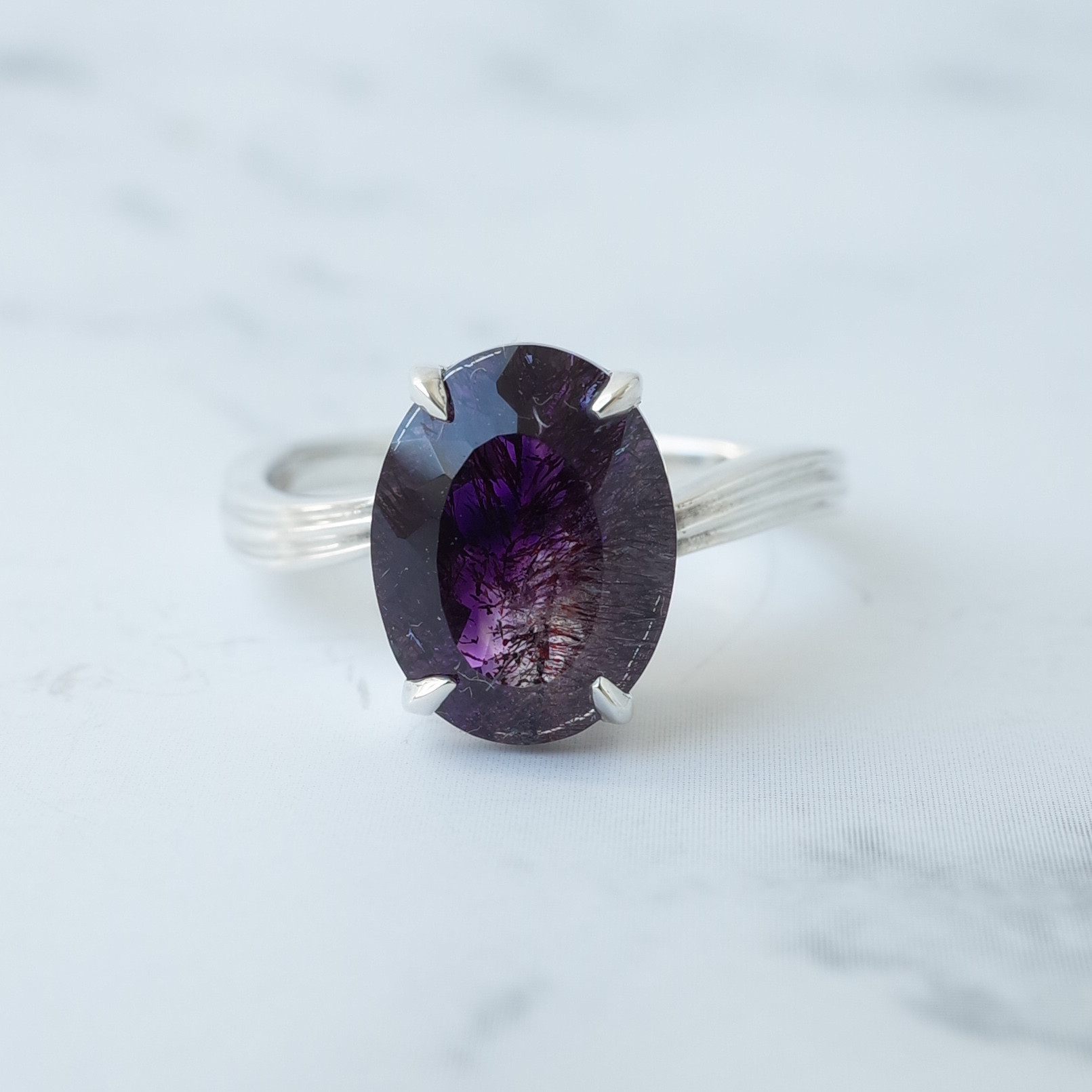 ゲーサイトインアメシスト（オーバル） リング / Silver