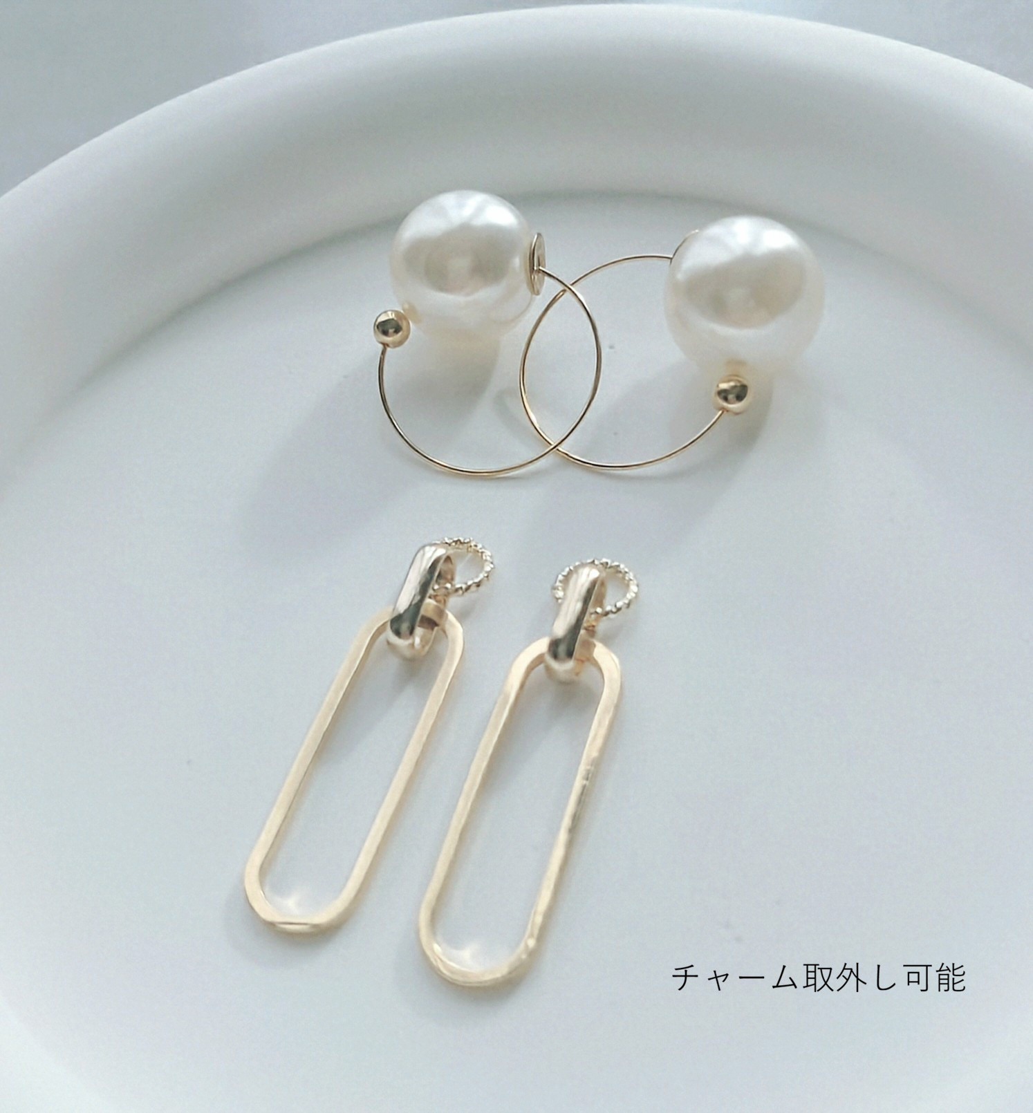 ☆チャーム取外し可能☆さとう式リンパケア イヤーカフ（ビューティーカフ）ゴールドオーバルドロップ