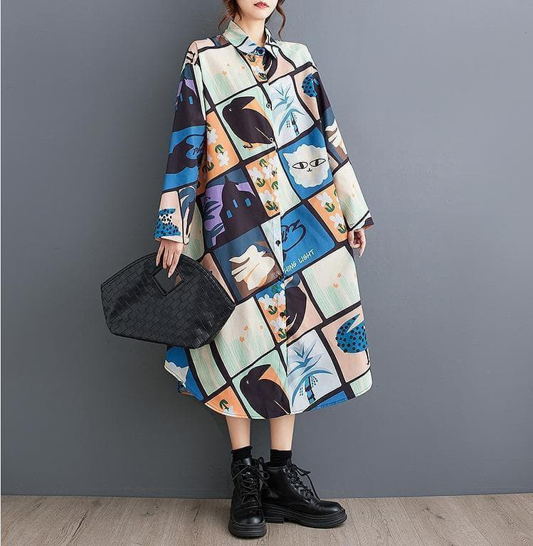 大きいサイズ レディース ワンピース　ロング　シャツ　春夏 秋 新品 長袖