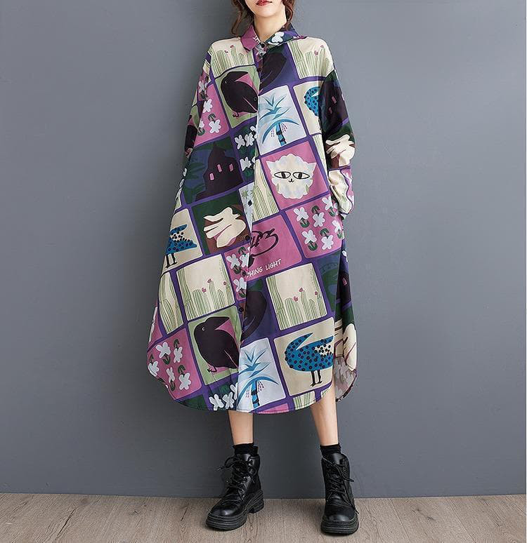 大きいサイズ レディース ワンピース　ロング　シャツ　春夏 秋 新品 長袖