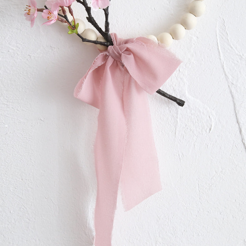 桜とウッドビーズのシンプルリース｜ひな祭り・卒業入学祝い・春