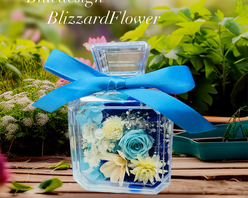 送料無料‼️ブルー系デザインブルーローズブリザードフラワー