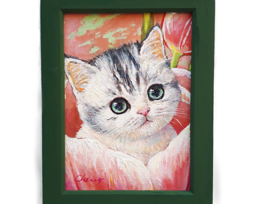 一点物】『 おやゆびひめ 』油絵 額付き 原画 絵画 チェリー Cherry