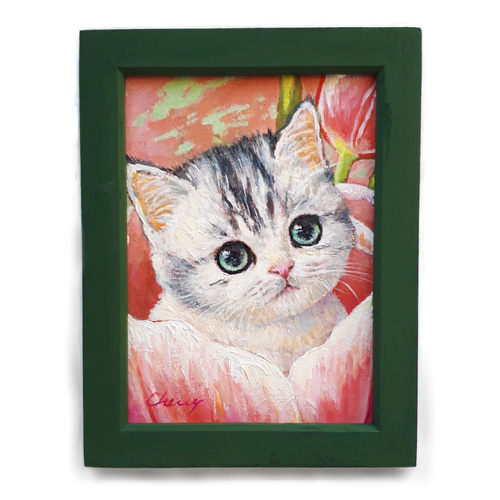 一点物】『 おやゆびひめ 』油絵 額付き 原画 絵画 チェリー Cherry