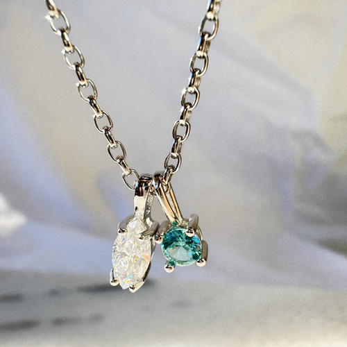 Azur et Diamant パライバトルマリン & モアサナイト 2ストーン