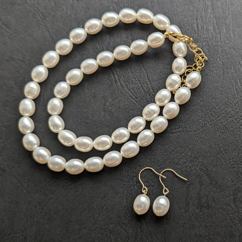 高品質】淡水パール フォーマルおすすめ ネックレス&ピアスセット