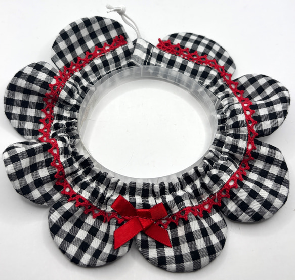 猫ちゃんザビエル首輪 小悪魔ブラックチェック 猫の首輪 リード・首輪