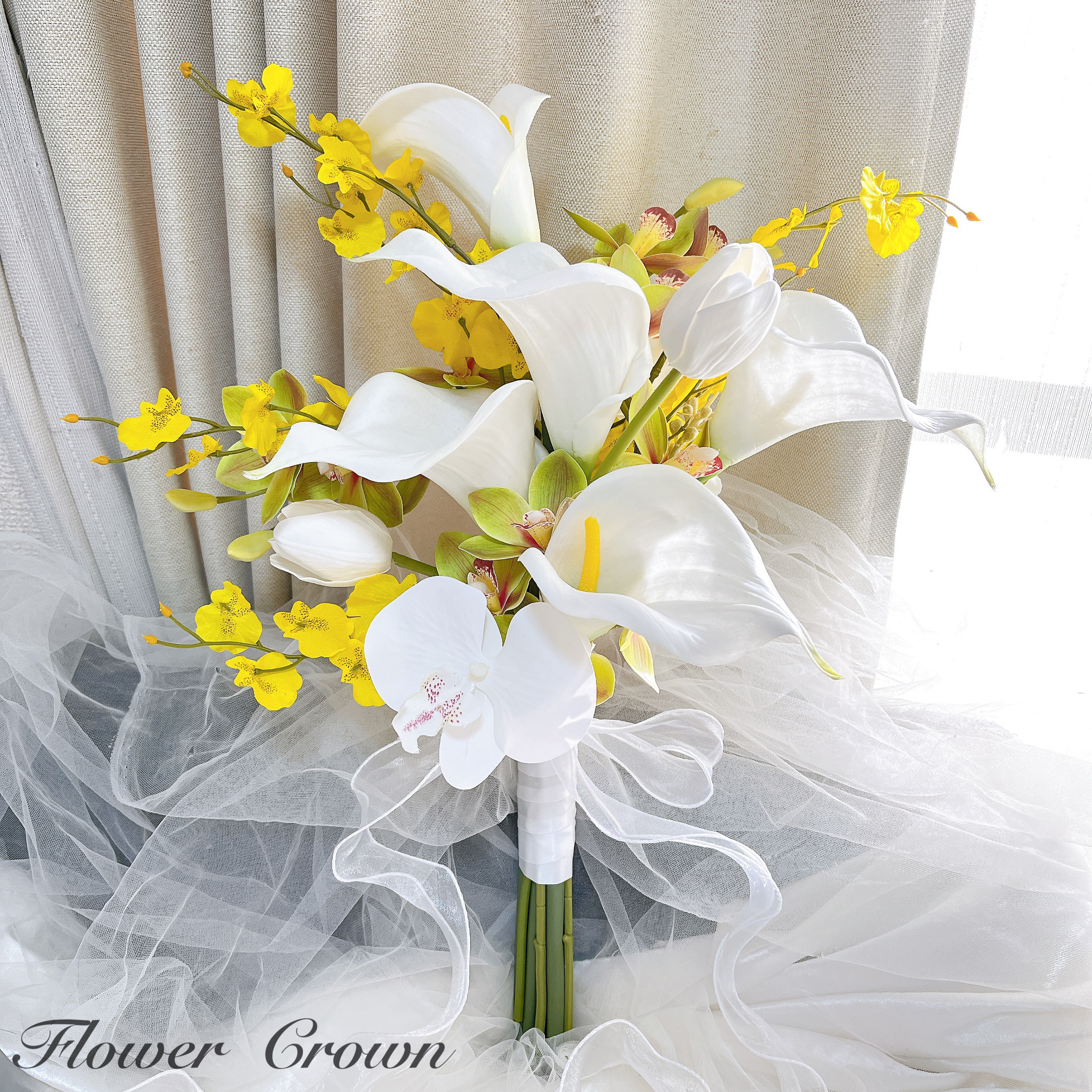 アーティフィシャルフラワーブーケ 結婚式 クラッチブーケ ウエディングブーケ 胡蝶蘭 前撮り アームブーケ 胡蝶蘭