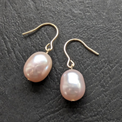 ピンク淡水エジソンパール ジャーマンフックピアス 18k ピンク淡水エジソンパール ジャーマンフックピアス 18k