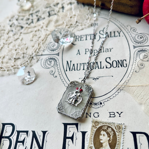 No.1194【レア&1点のみ】 アンティークエマイユボタン ペンダント