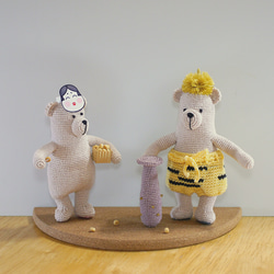 あみぐるみ くま 節分 豆まき 鬼 節分 編みぐるみ 鬼くまさんと豆まき 節分セット 台座付き レース糸