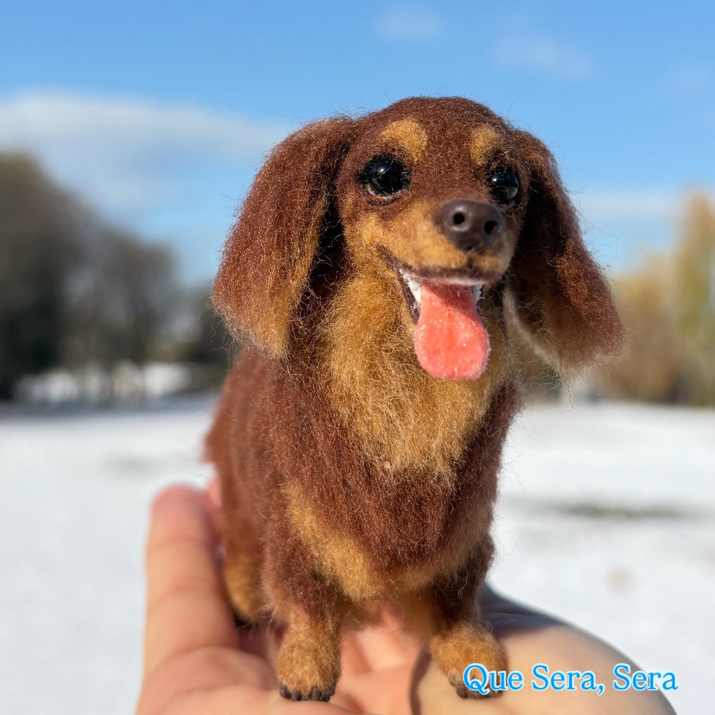 【天真爛漫✨️】ダックス【鼻先からおしりまで1２cm⠀】羊毛フェルトダックス ダックスフンド チョコタン　プレゼント