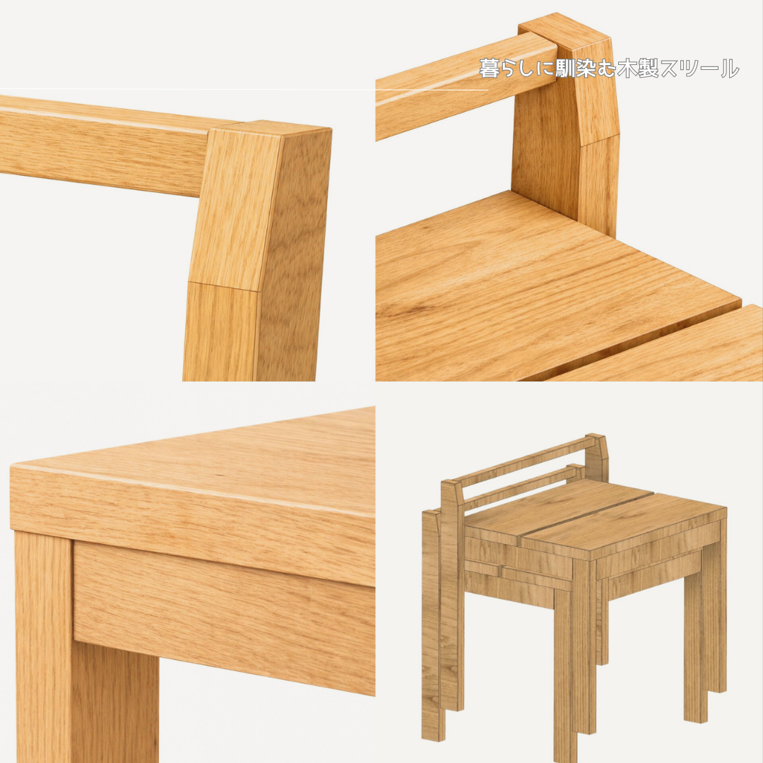 受注生産 職人手作り スツール 座椅子 スタッキングスツール おうち時間 ギフト 天然木 無垢材 木製 家具 木工 LR