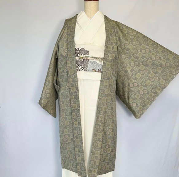 新品 正絹 単衣 女物 長羽織 薄茶 大島 着物 haori しば田 通販 