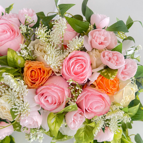 無料ラッピング】春を纏う 薔薇咲き誇るエレガントアーチリース