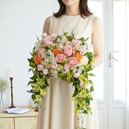 春を纏う 薔薇咲き誇るエレガントアーチリース｜光触媒フラワー｜玄関・インテリア 無料ラッピング】春を纏う 薔薇咲き誇るエレガントアーチリース