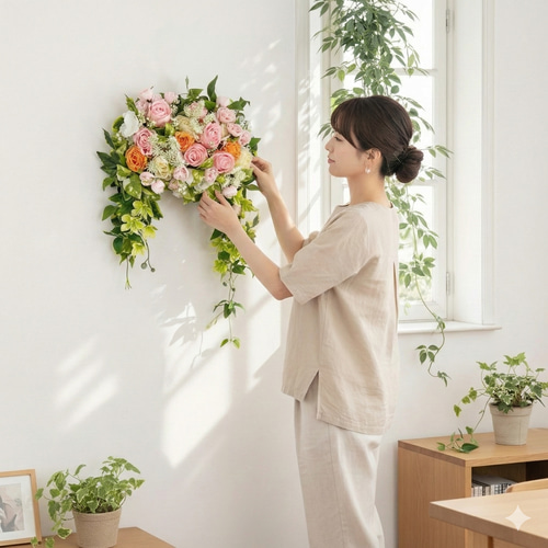 無料ラッピング】春を纏う 薔薇咲き誇るエレガントアーチリース